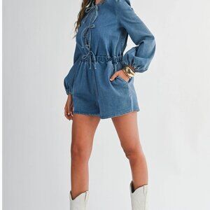 NWT EB Luxe Los Angeles Denim Romper Size M